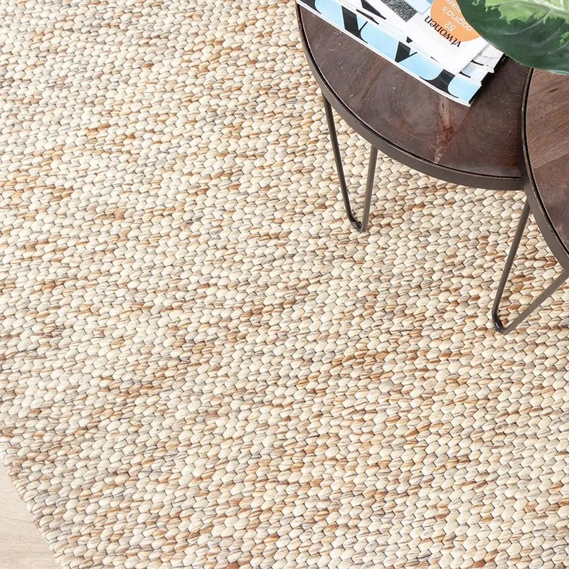 Wollteppich - Melange Creme Braun