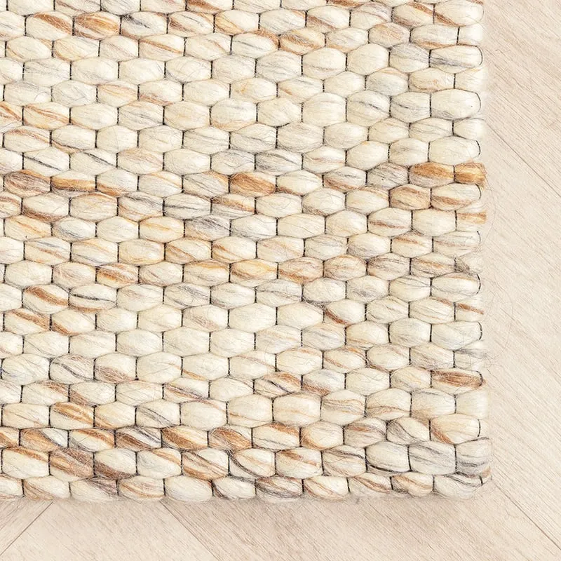 Wollteppich - Melange Creme Braun