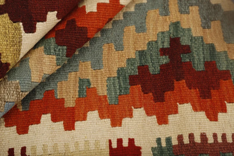 MY-RUG Teppich "Kelim" Rauten-& Diamantmuster, Handgewebt