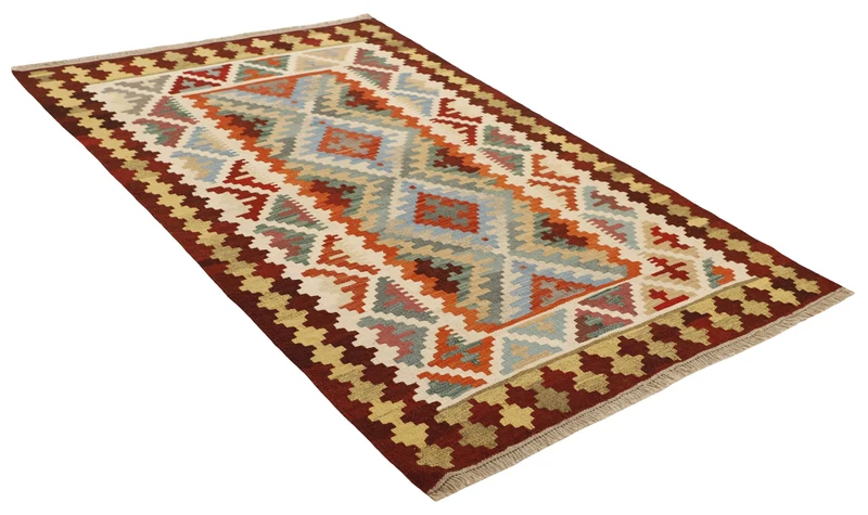 MY-RUG Teppich "Kelim" Rauten-& Diamantmuster, Handgewebt