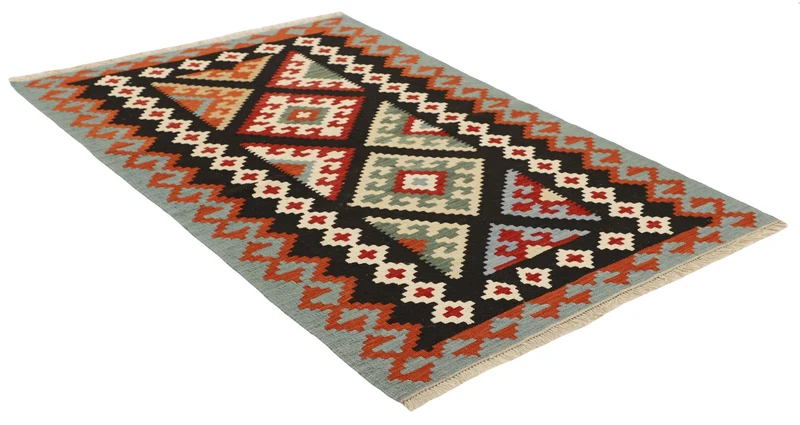 MY-RUG Teppich "Kelim" Rauten-& Diamantmuster, Handgewebt