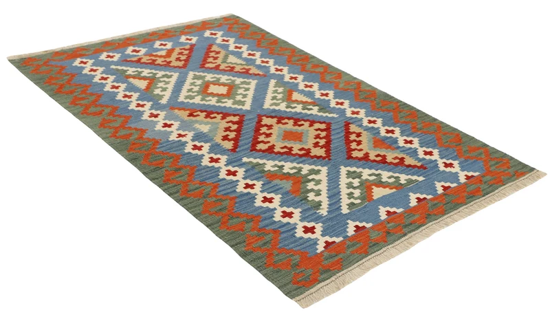 MY-RUG Teppich "Kelim" Rauten-& Diamantmuster, Handgewebt