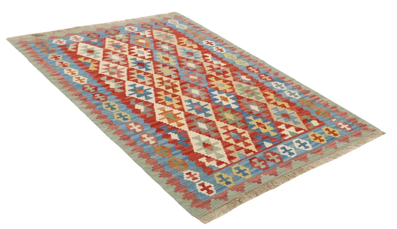 MY-RUG Teppich "Kelim" Rauten-& Diamantmuster, Handgewebt