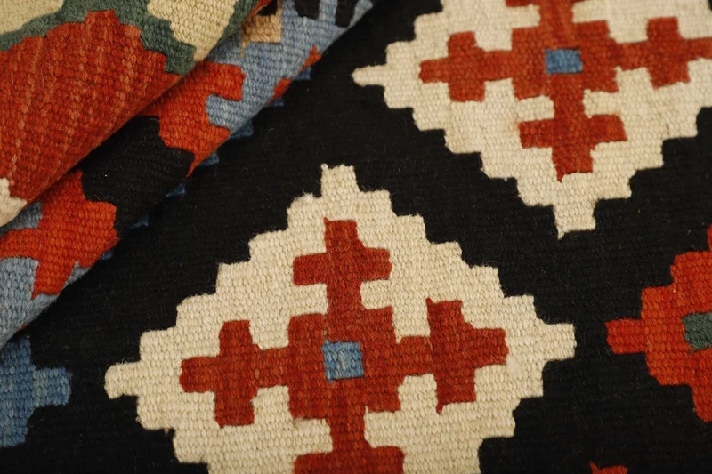 MY-RUG Teppich "Kelim" Rauten-& Diamantmuster, Handgewebt