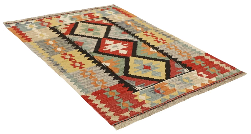 MY-RUG Teppich "Kelim" Rauten-& Diamantmuster, Handgewebt