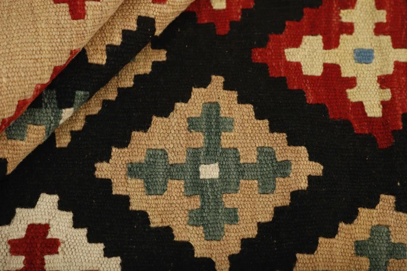 MY-RUG Teppich "Kelim" Rauten-& Diamantmuster, Handgewebt
