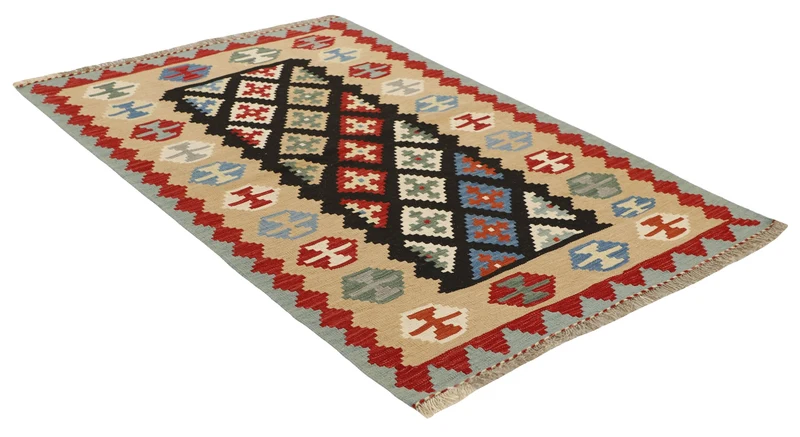 MY-RUG Teppich "Kelim" Rauten-& Diamantmuster, Handgewebt