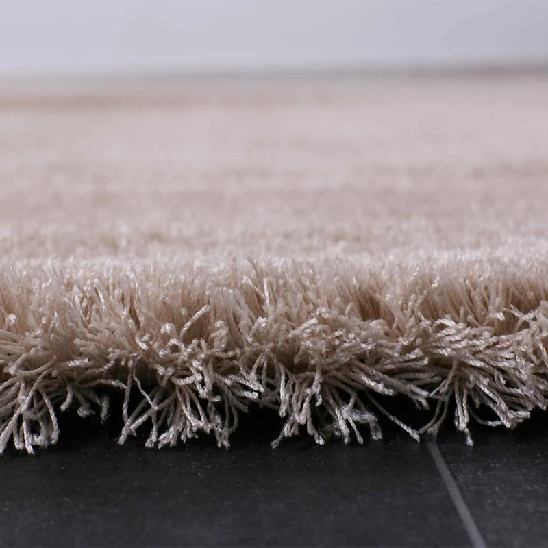 Teppich Shaggy hochflor in Beige Flauschig Microfaser Dicht Weich für Wohnzimmer, Schlafzimmer
