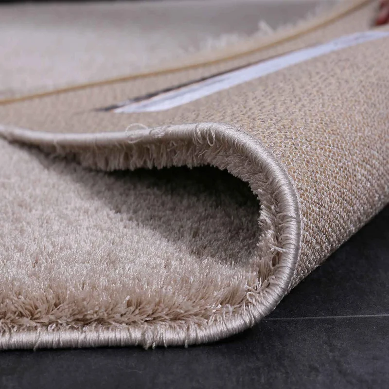 Teppich Shaggy hochflor in Beige Flauschig Microfaser Dicht Weich für Wohnzimmer, Schlafzimmer