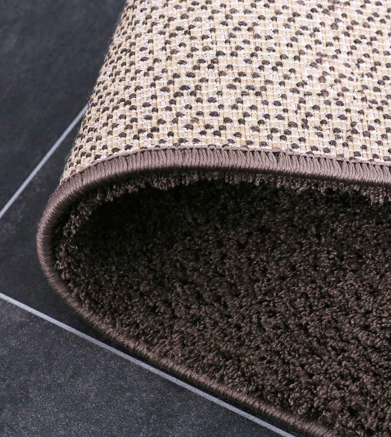 Teppich Wohnzimmer in L.Braun Flauschig Microfaser Dicht gewebt-Weich