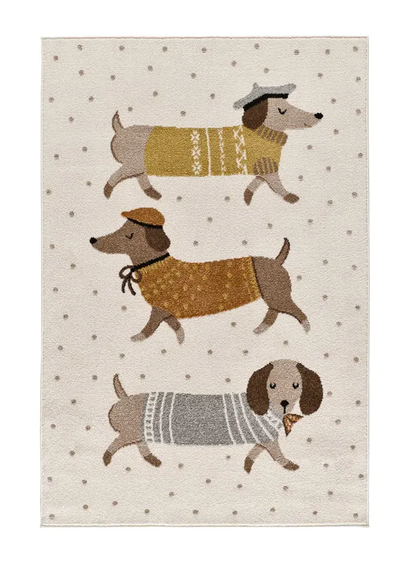Alfombra infantil perros salchicha Beats 40485 Blanco