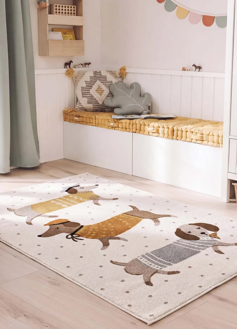 Alfombra infantil perros salchicha Beats 40485 Blanco