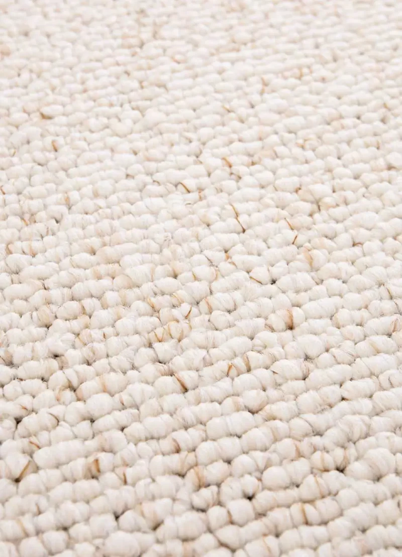 Alfombra a medida lavable tejido en bucle Petra Liso Blanco