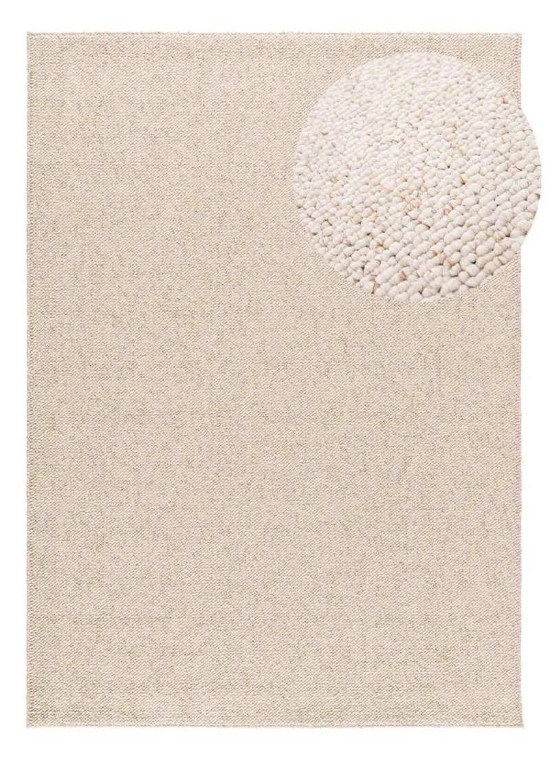 Alfombra a medida lavable tejido en bucle Petra Liso Blanco