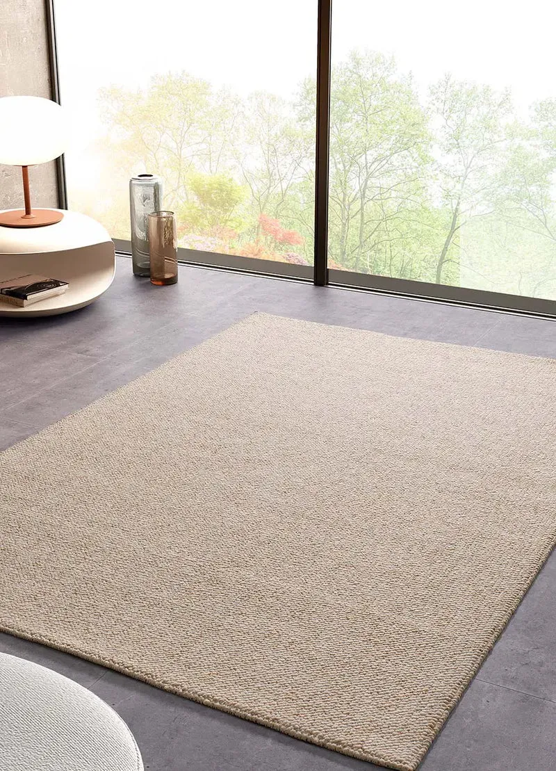Alfombra a medida lavable tejido en bucle Petra Liso Blanco