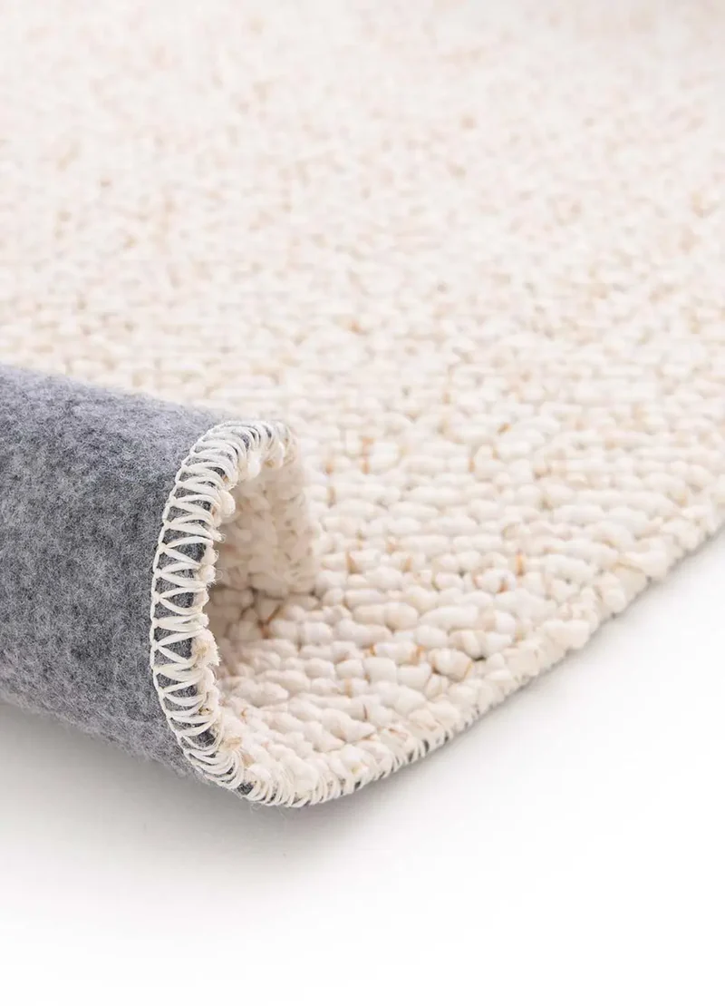 Alfombra a medida lavable tejido en bucle Petra Liso Blanco