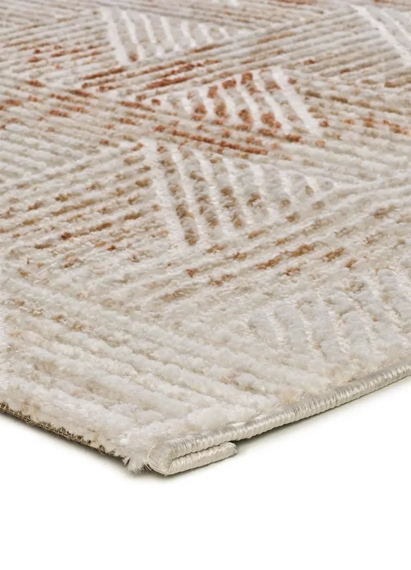 Alfombra geométrica con relieve Keops 4448 Beige y Caldera