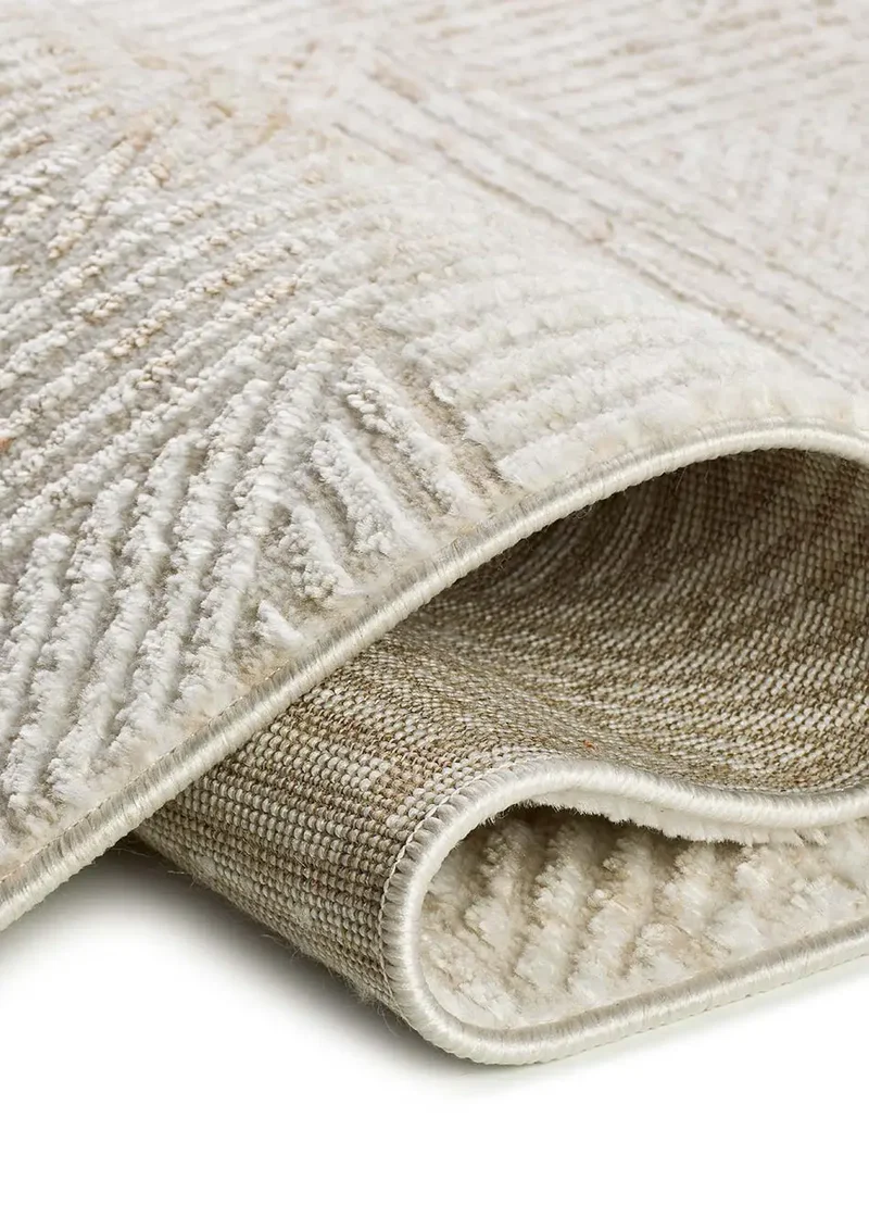 Alfombra geométrica con relieve Keops 4448 Beige y Caldera