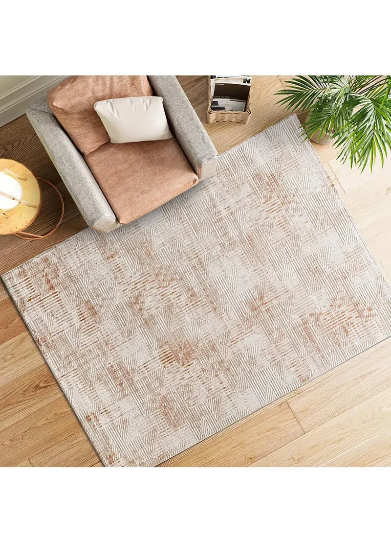 Alfombra geométrica con relieve Keops 4448 Beige y Caldera