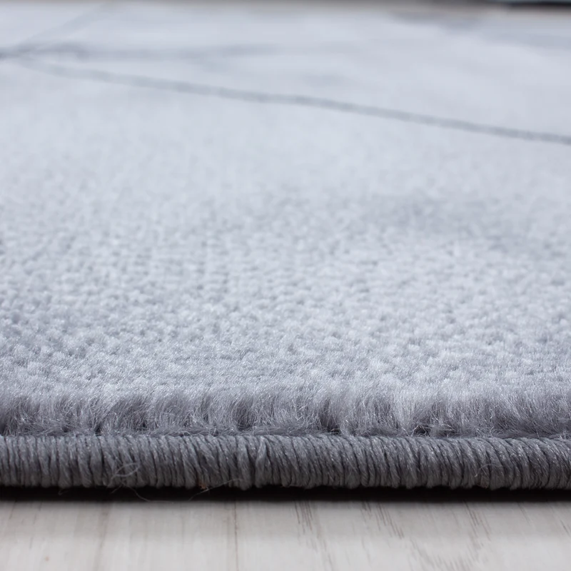 Bettumrandung Läuferset Teppich Marmor optik Linien Muster 3 Teilig Schwarz Grau