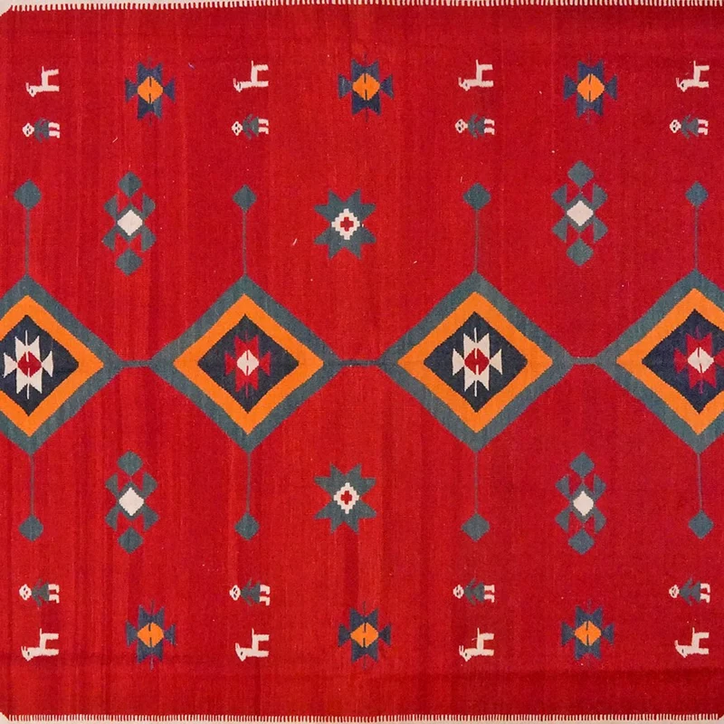 Kelim Gashgai · Handgewebt – Rot, 395x311 cm