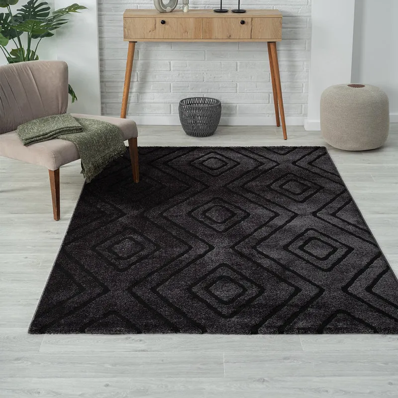Teppich Modern Super Weicher Wohnzimmer Teppich, 3D Effekt, Hochflor, Langflor, Skandinavisch Robust