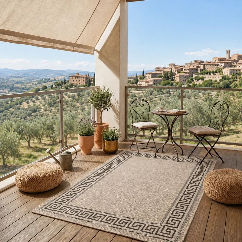 In- und Outdoor Teppich Terrassen & Balkon Küche Teppich Bordüre Beige