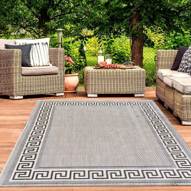 In- und Outdoor Teppich Terrassen & Balkon Küche Teppich Bordüre Beige