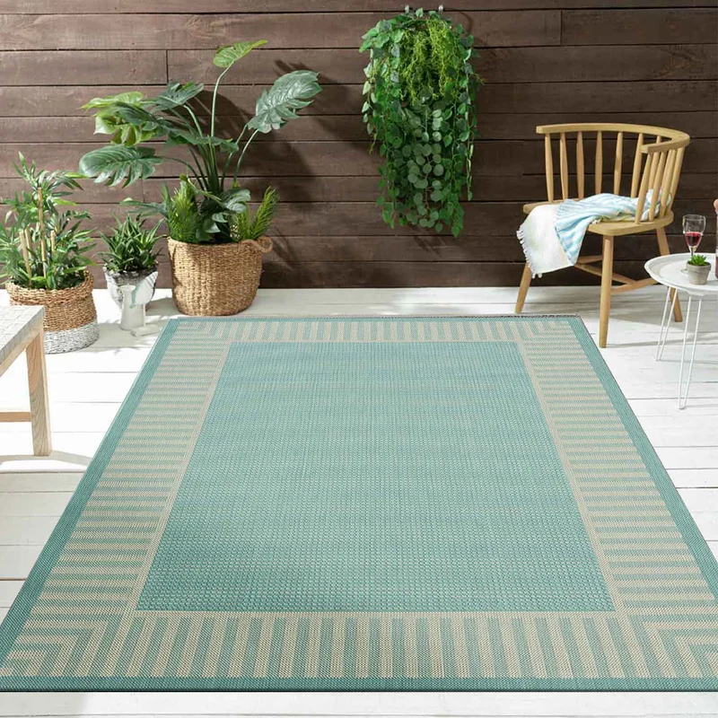 In- und Outdoor Teppich Terrassen & Balkon Küche Wohnzimmer Teppich Bordüre