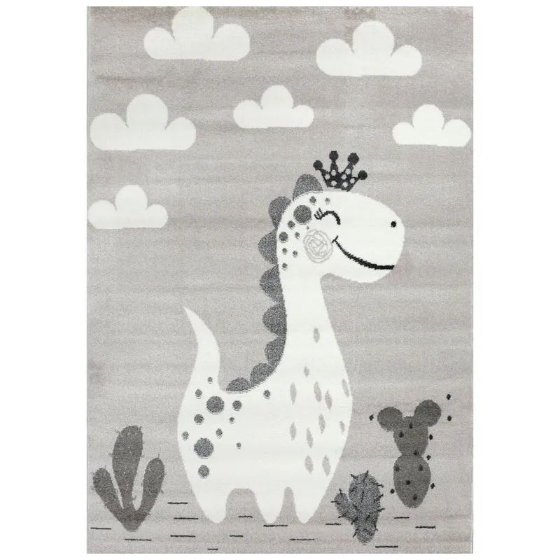 Kinderteppich Teppich Kinderzimmer Babyteppich mit lächelndem Dinosaurier für Mädchen und Jungs