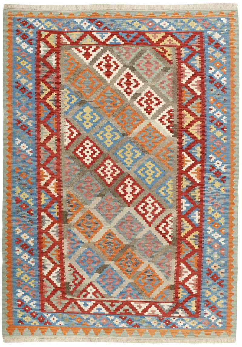 MY-RUG Teppich "Kelim" Rauten-& Diamantmuster, Handgewebt