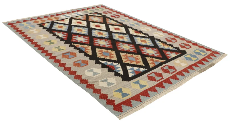 MY-RUG Teppich "Kelim" Rauten-& Diamantmuster, Handgewebt