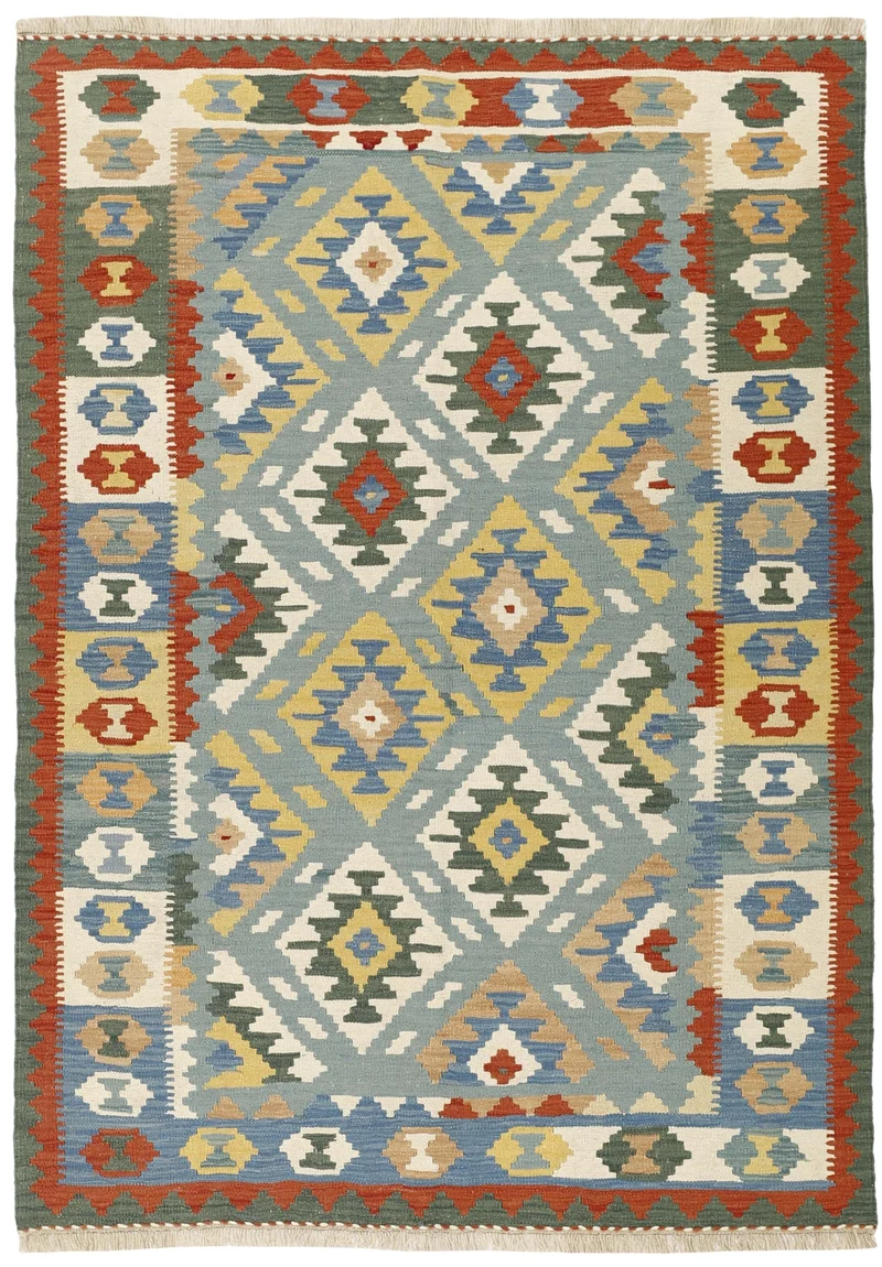 MY-RUG Teppich "Kelim" Rauten-& Diamantmuster, Handgewebt