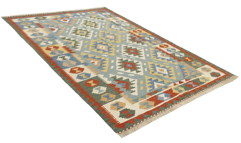 MY-RUG Teppich "Kelim" Rauten-& Diamantmuster, Handgewebt