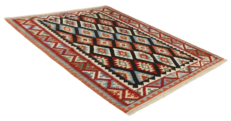 MY-RUG Teppich "Kelim" Rauten-& Diamantmuster, Handgewebt