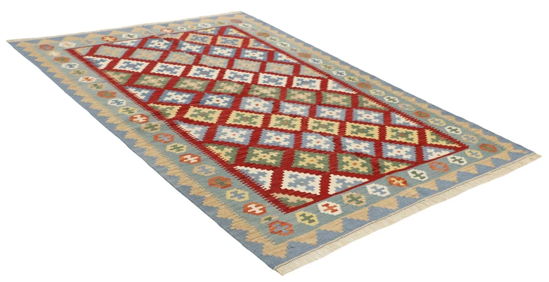 MY-RUG Teppich "Kelim" Rauten-& Diamantmuster, Handgewebt