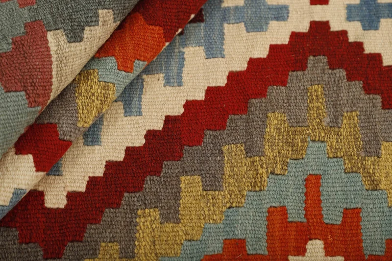 MY-RUG Teppich "Kelim" Rauten-& Diamantmuster, Handgewebt