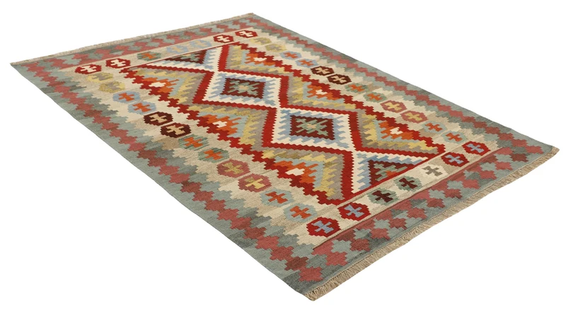 MY-RUG Teppich "Kelim" Rauten-& Diamantmuster, Handgewebt
