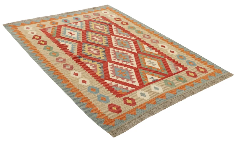 MY-RUG Teppich "Kelim" Rauten-& Diamantmuster, Handgewebt