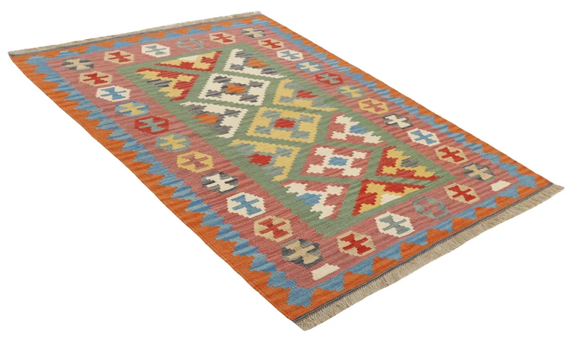MY-RUG Teppich "Kelim" Rauten-& Diamantmuster, Handgewebt