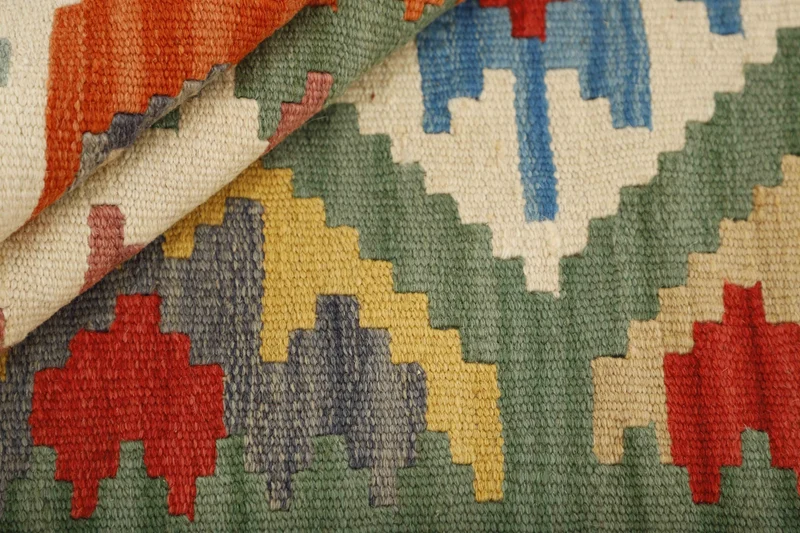 MY-RUG Teppich "Kelim" Rauten-& Diamantmuster, Handgewebt