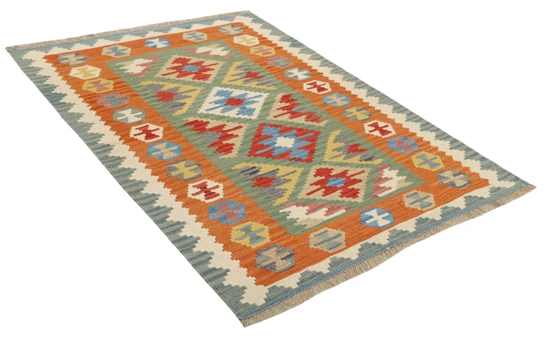 MY-RUG Teppich "Kelim" Rauten-& Diamantmuster, Handgewebt