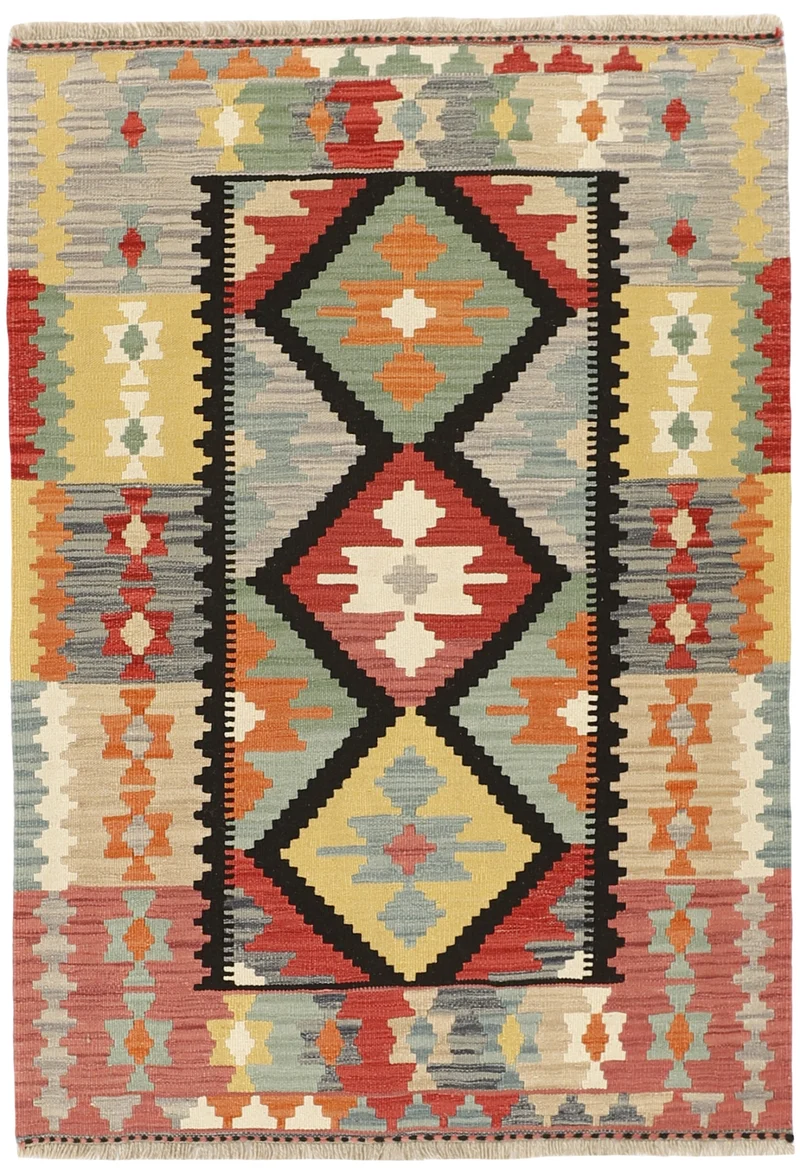 MY-RUG Teppich "Kelim" Rauten-& Diamantmuster, Handgewebt