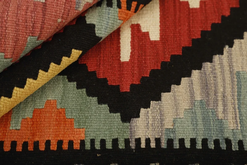 MY-RUG Teppich "Kelim" Rauten-& Diamantmuster, Handgewebt