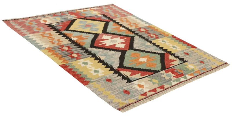 MY-RUG Teppich "Kelim" Rauten-& Diamantmuster, Handgewebt