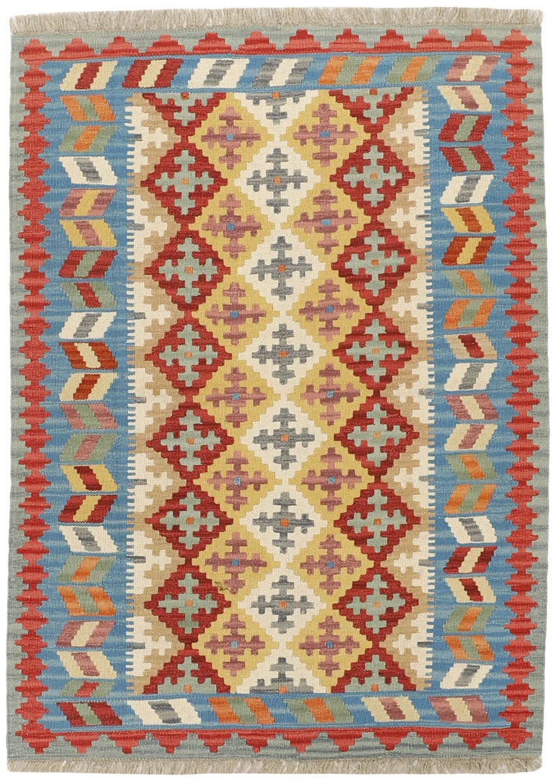 MY-RUG Teppich "Kelim" Rauten-& Diamantmuster, Handgewebt