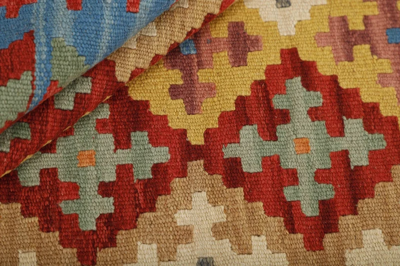 MY-RUG Teppich "Kelim" Rauten-& Diamantmuster, Handgewebt