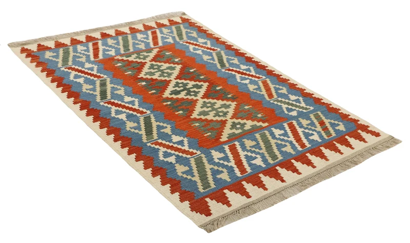 MY-RUG Teppich "Kelim" Rauten-& Diamantmuster, Handgewebt