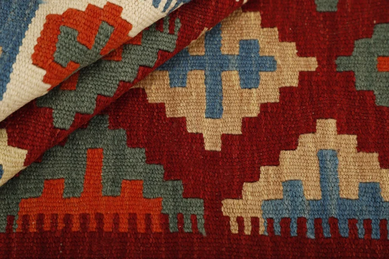 MY-RUG Teppich "Kelim" Rauten-& Diamantmuster, Handgewebt