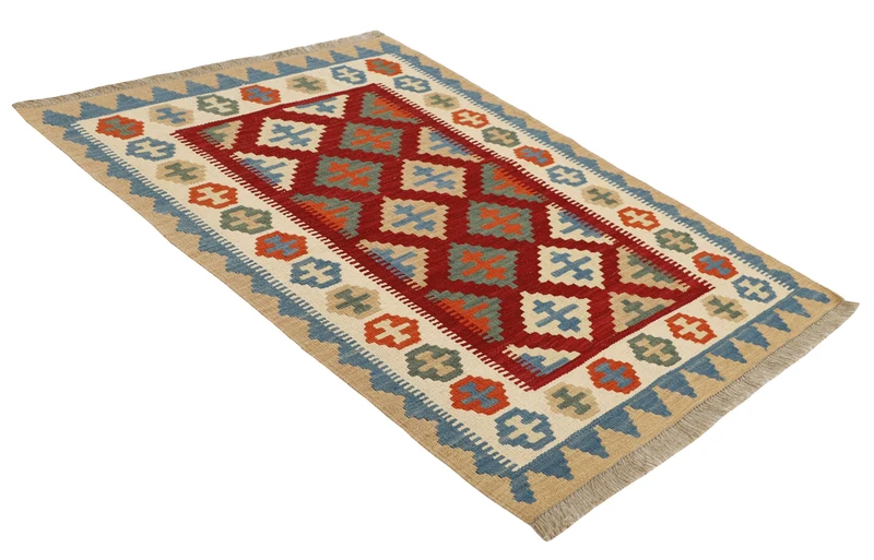MY-RUG Teppich "Kelim" Rauten-& Diamantmuster, Handgewebt